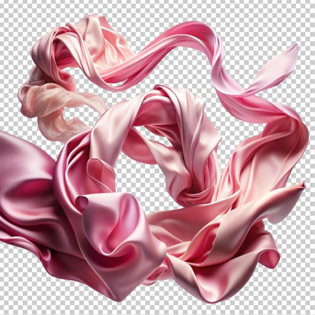 PSD the draping of silk flying cloths pink on transparent background