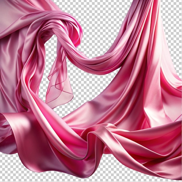 PSD the draping of silk flying cloths pink on transparent background