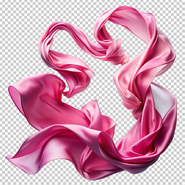 PSD the draping of silk flying cloths pink on transparent background