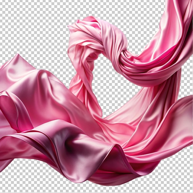 the draping of silk flying cloths pink on transparent background