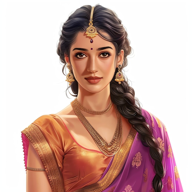 PSD draupadi indian illustration realistic