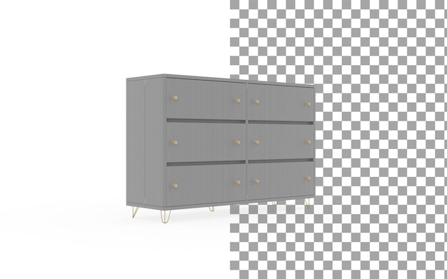 Drawer angle view without shadow 3d render