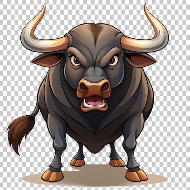 PSD drawing angry bull on transparent background