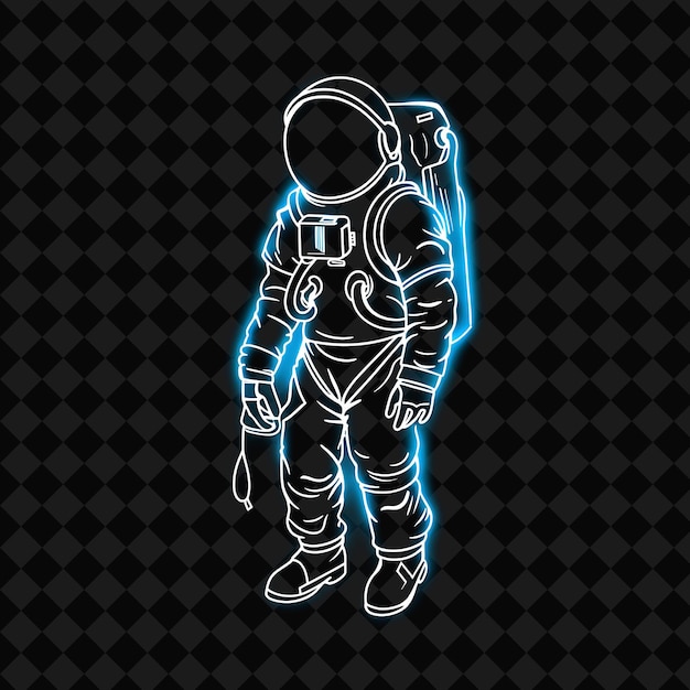 a drawing of an astronaut in space with a blue light on the bottom