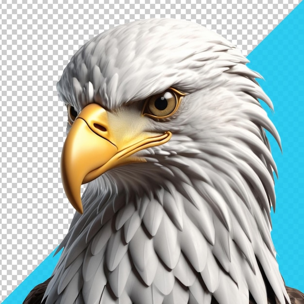 a drawing of a bald eagle with a blue background