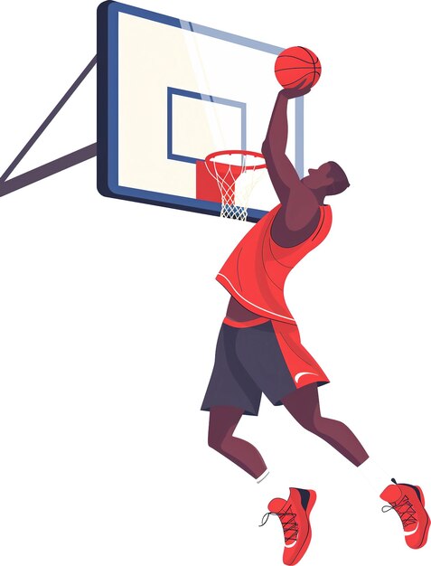 PSD a drawing of a basketball player is going to dunk a basket