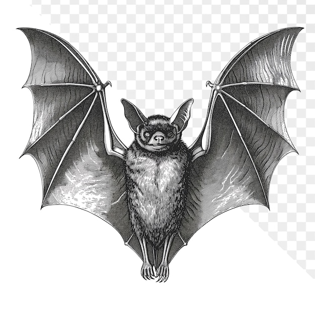 a drawing of a bat that has a bat on its side