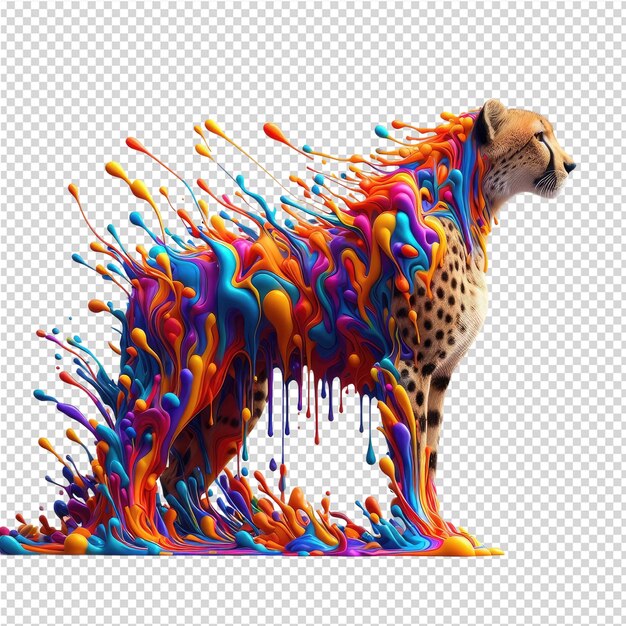 a drawing of a bear with a splash of paint on it