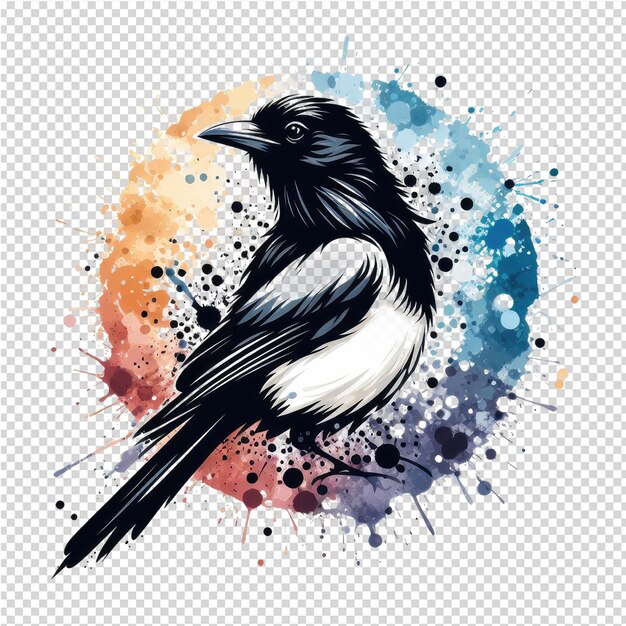 a drawing of a bird with a watercolor background