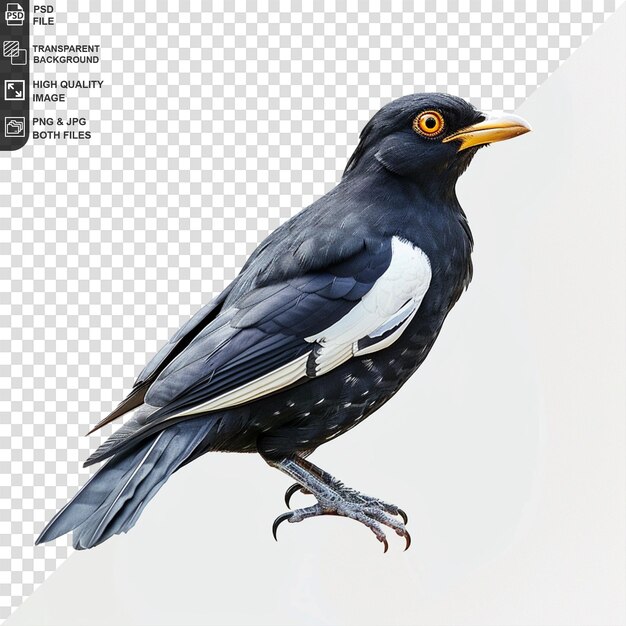 PSD a drawing of a bird with a yellow eye and a black beak