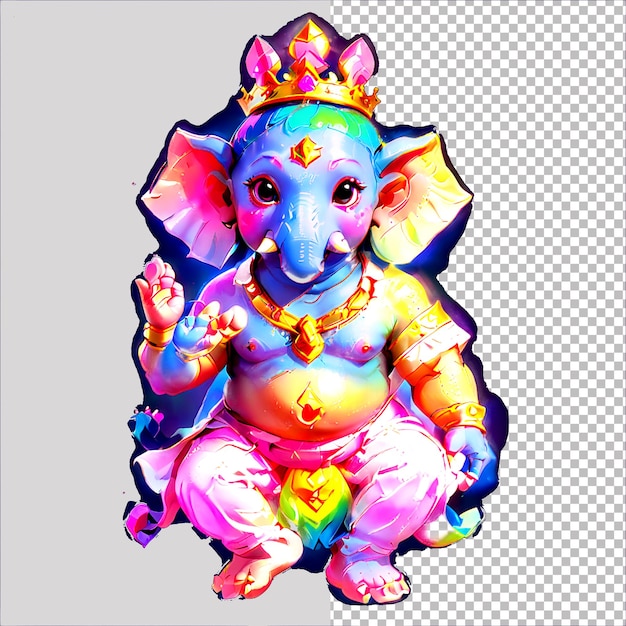 PSD a drawing of a blue elephant with a rainbow on it