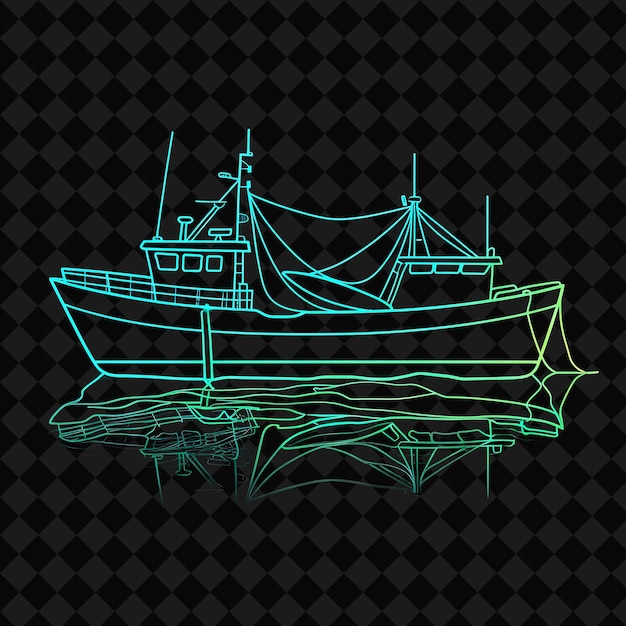 PSD a drawing of a boat with a green line on the bottom