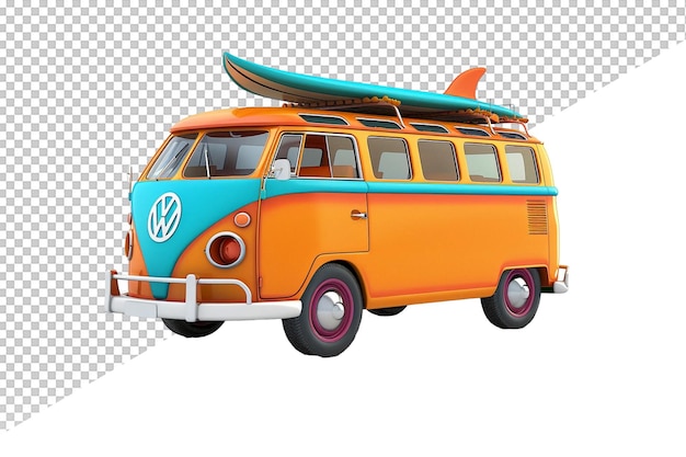 a drawing of a bus with a surfboard on it