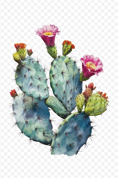 a drawing of a cactus with flowers and a picture of a cactus