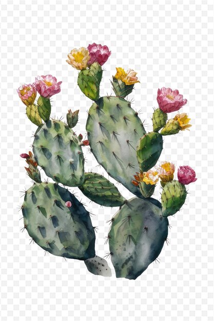 PSD a drawing of a cactus with flowers and the word cactus