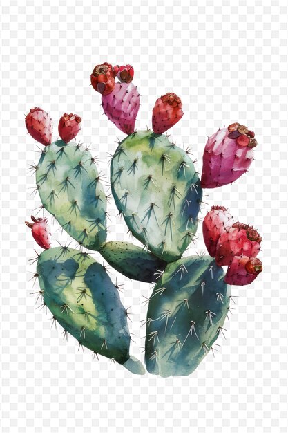 PSD a drawing of a cactus with red berries