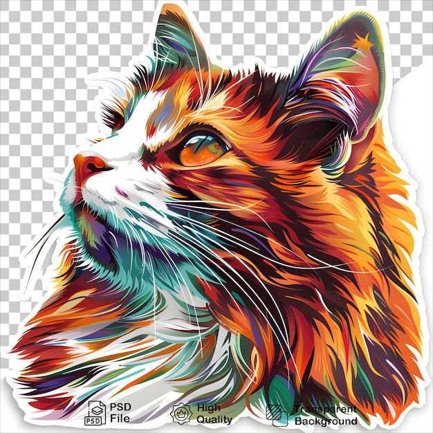 a drawing of a cat that has a colorful face