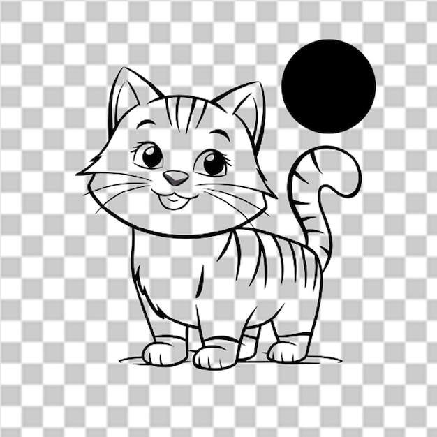 a drawing of a cat with a ball on it