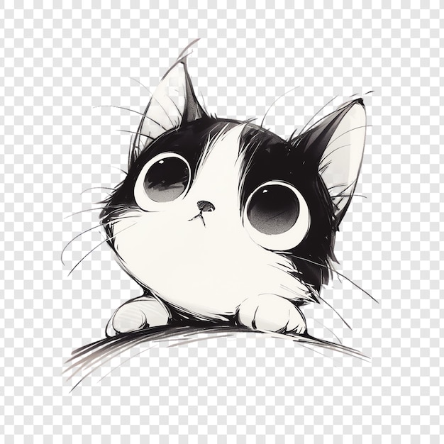 PSD a drawing of a cat with big eyes and a black nose