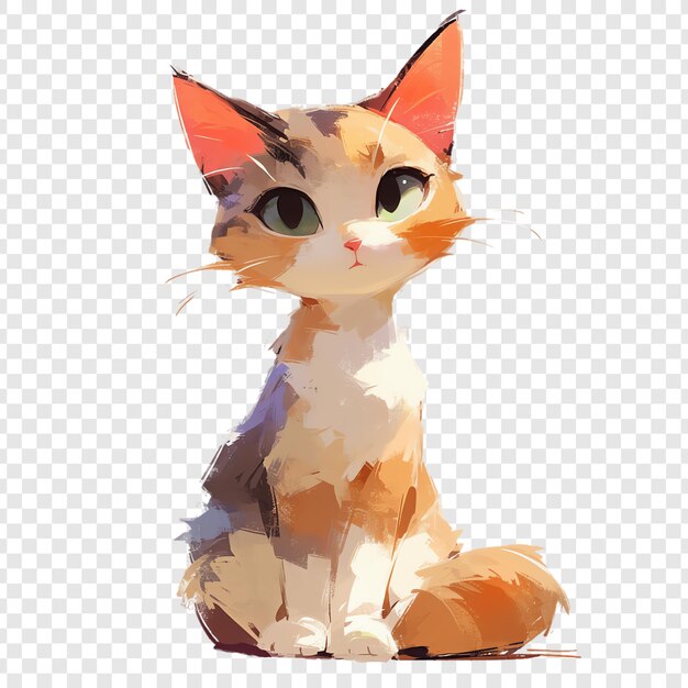 PSD a drawing of a cat with a white face and a brown nose