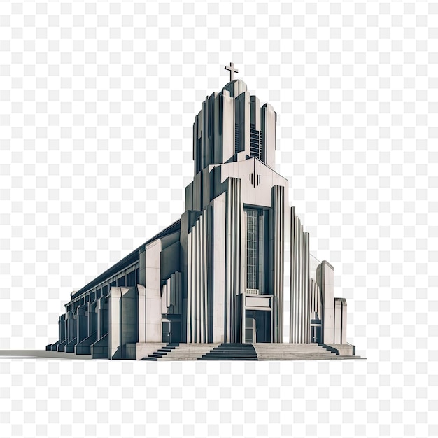 a drawing of a church with a cross on the top