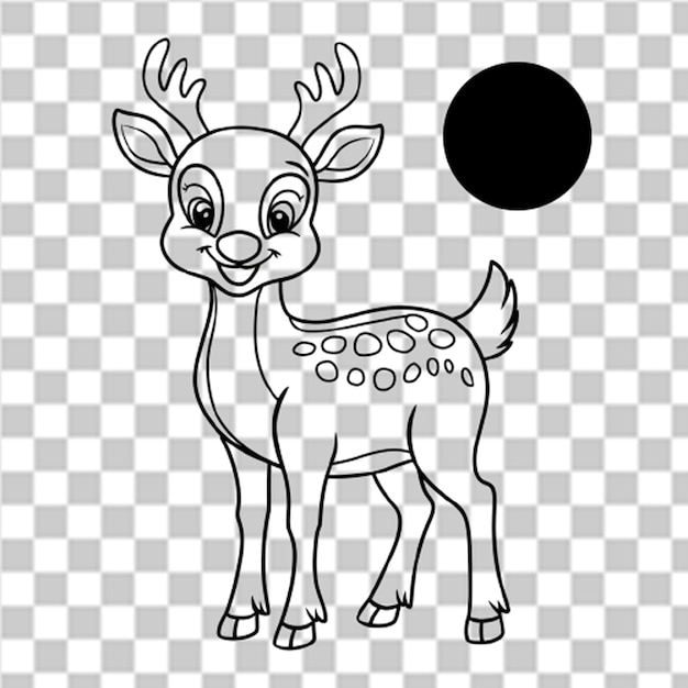 PSD a drawing of a deer with a black ball on it