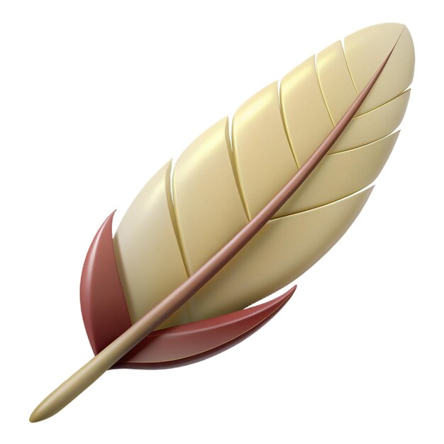 a drawing of a feather with a red rim and gold trim