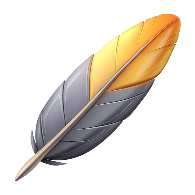 a drawing of a feather with a yellow and orange feather