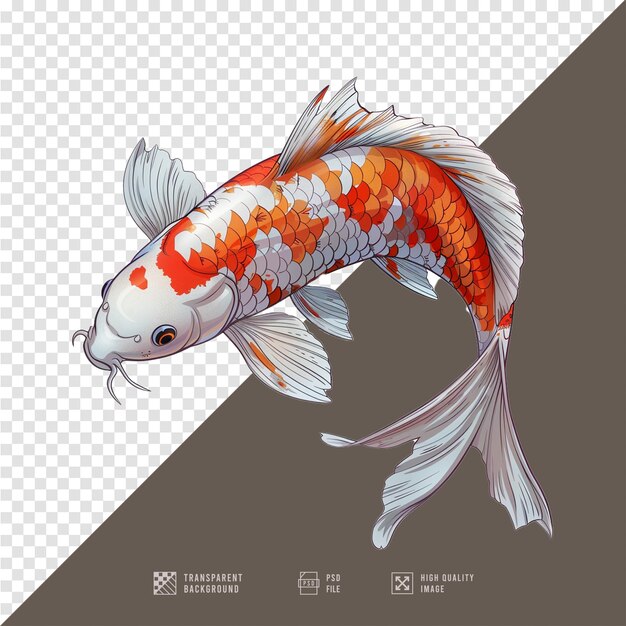 a drawing of a fish with a red tail