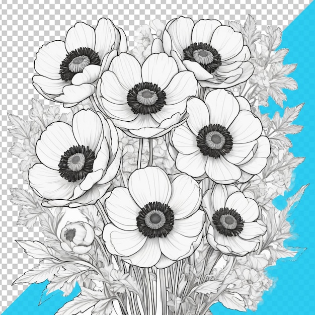 PSD a drawing of flowers that is on a grid