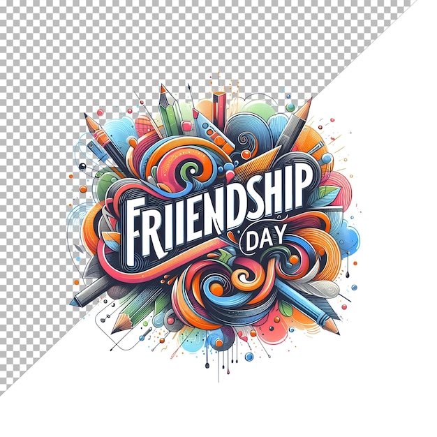 PSD a drawing of friendship day with a colorful background