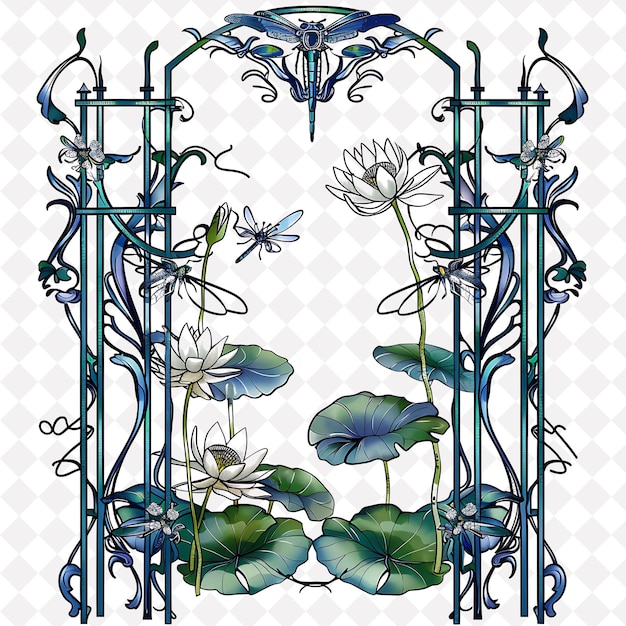 PSD a drawing of a gate with a flower and the word quot lily quot on it