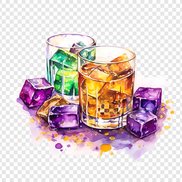 a drawing of a glass with different colored liquid and a set of three glasses