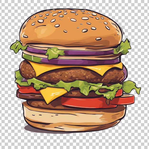 PSD a drawing of a hamburger with the words cheeseburger on it