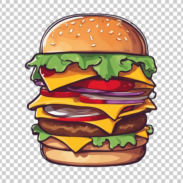 PSD a drawing of a hamburger with the words cheeseburger on it