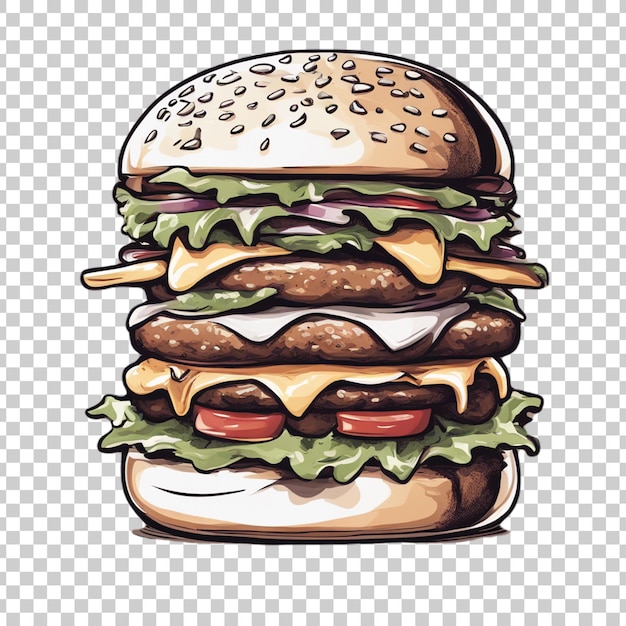 PSD a drawing of a hamburger with the words cheeseburger on it