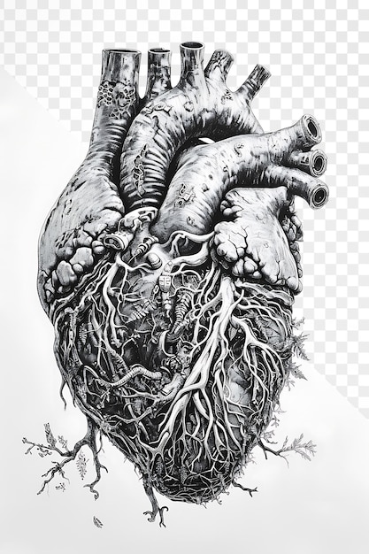 PSD a drawing of a heart with a tree growing through it