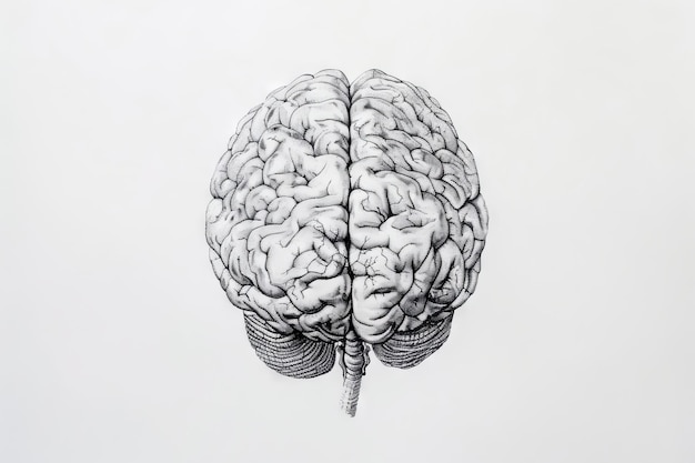 Drawing of a human brain seen from behind Transparent background