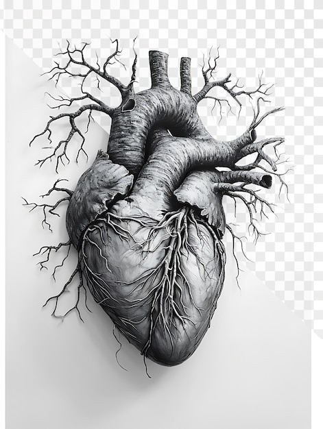 PSD a drawing of a human heart with the word human heart on it