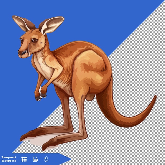 PSD a drawing of a kangaroo with a blue background with a white square on the bottom