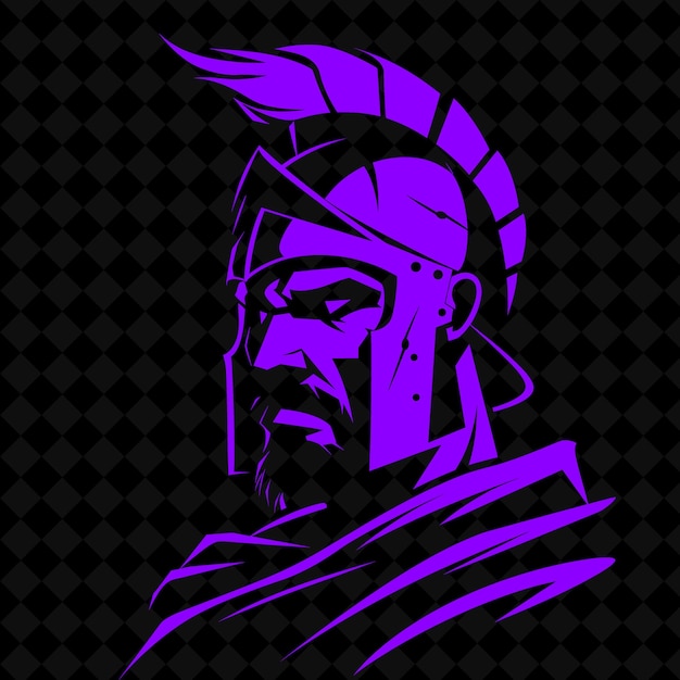 a drawing of a knight with a purple head and a cross on the top