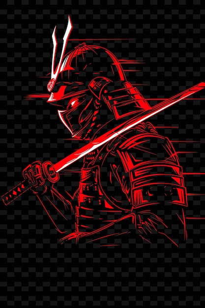 a drawing of a knight with a sword and red paint on it