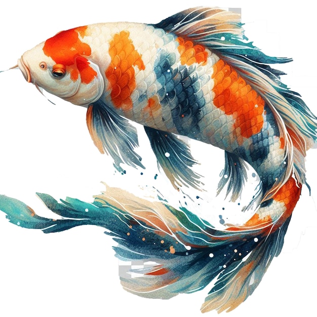 PSD a drawing of a koi fish with the word koi on it