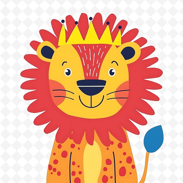 PSD a drawing of a lion with a red background with a blue plastic spoon