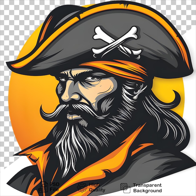 a drawing of a man with a pirate hat and a yellow background