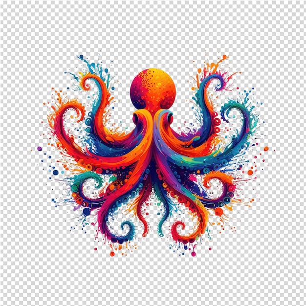 a drawing of an octopus with colorful and colorful colors