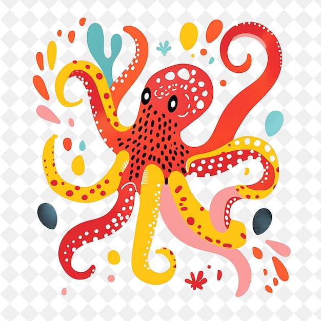 PSD a drawing of a octopus with the word octopus on it