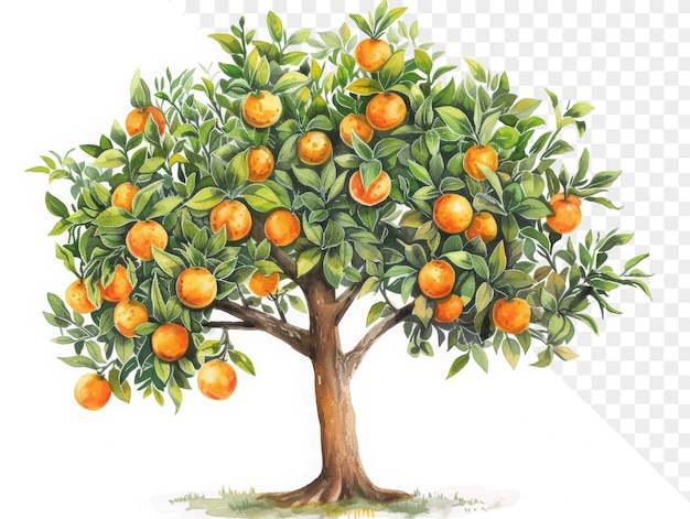 PSD a drawing of an orange tree with oranges on it