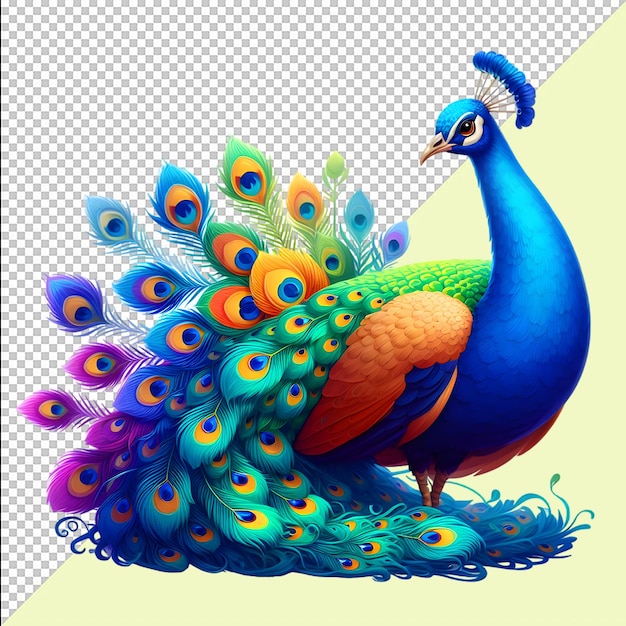 PSD a drawing of a peacock with a picture of a peacock on it peacock isolated transparent background