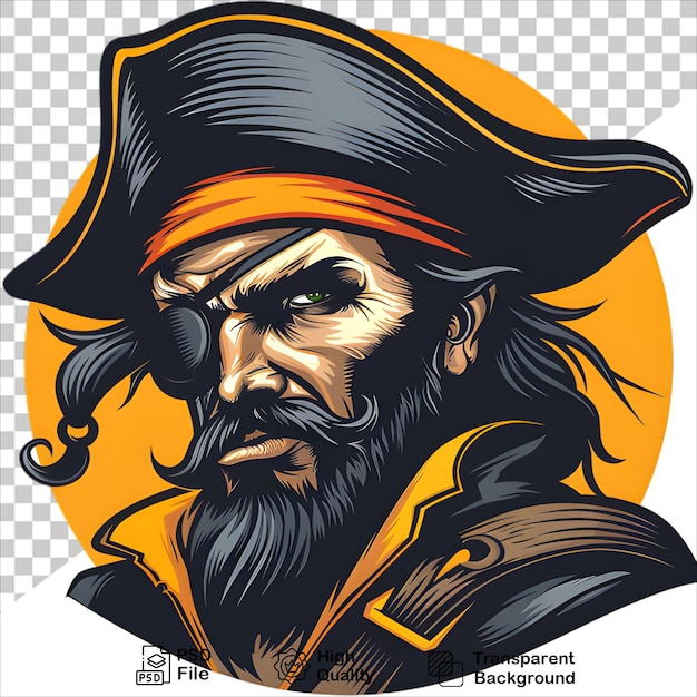 PSD a drawing of a pirate with a yellow background